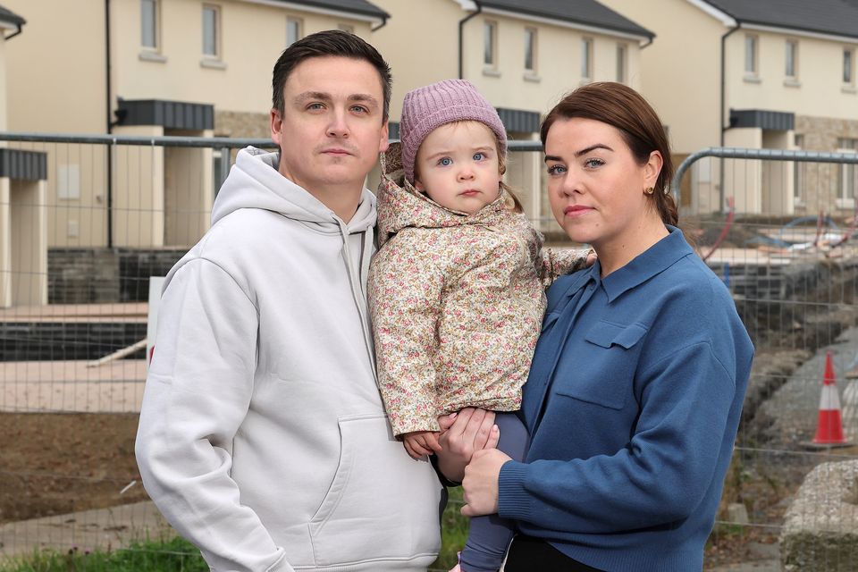 Darren Graydon with his partner Sandra McCormack and their daughter Molly outside the new development in Knocksedan Demesne near Swords, Co Dublin. Photo: Frank McGrath